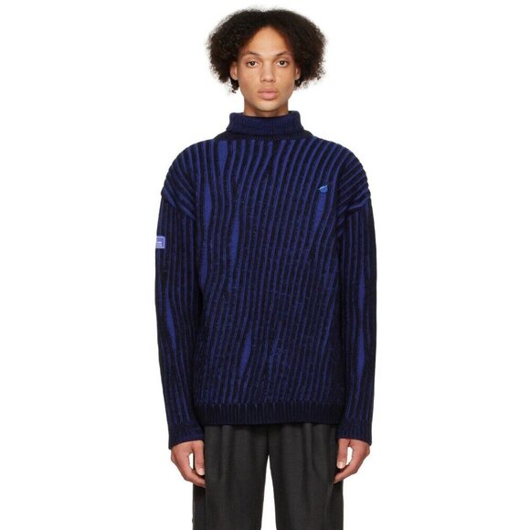 Ader Error Frank Turtleneck Size A3 L Oversized Mens Blue Sweater $485 - Picture 1 of 14